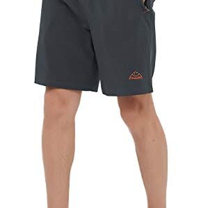 Rdruko Men's Quick Dry Hiking Shorts Lightweight Running Workout Gym Active Shorts with Zipper Pockets(Dark Grey, US M)