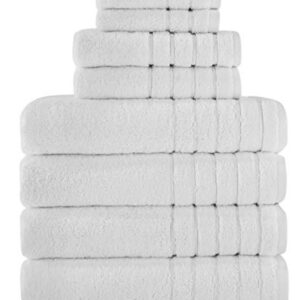 Towels Beyond - Luxury Towel Set for Bathroom, 100% Turkish Cotton, Quick Dry, Soft and Absorbent Bath Towels (30x56), Hand Towels, and Washcloths, Barnum Collection - 8-Piece Set (White)