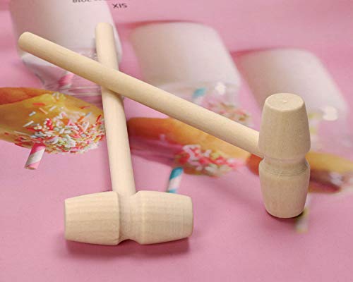 Tupalizy 2 Pieces Mini Wooden Mallet for Chocolate Heart Breakable Smashing Wood Hammers for Cracking Crabs Lobsters Shells Kids Golf Tees Preschooler Crafts Seafood Tools Kitchen Supplies