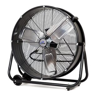 iliving 24" high velocity drum fan industrial, commercial, residential air circulator for garage, shop, patio, barn, greenhouse, speed control 7700cfm, ul listed,black