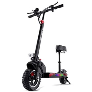 evercross h5 folding electric scooter, for adults with 800w motor, up to 28mph & 25 miles-10'' solid tires, with seat & dual braking