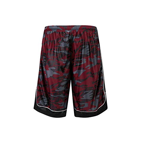 PRTCYPNT Men's 12'' Camo Basketball Shorts with Pockets Long Gym Athletic Shorts Running Drawstring Quick-Dry (Red/2, L)