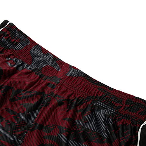 PRTCYPNT Men's 12'' Camo Basketball Shorts with Pockets Long Gym Athletic Shorts Running Drawstring Quick-Dry (Red/2, L)