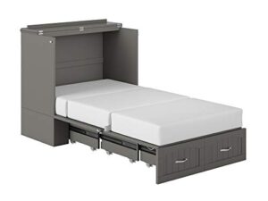 afi southampton murphy bed chest with charging station, twin xl, grey