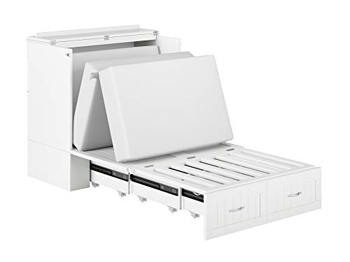 AFI Southampton Murphy Bed Chest with Charging Station, Twin XL, White