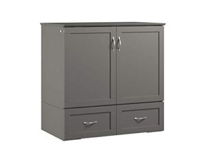 afi hamilton murphy bed chest with charging station, twin xl, grey
