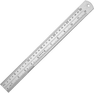 edward tools 12 inch metal ruler - stainless steel sae and mm - straight edge has inches and millimeters - 1 foot length - for school, office contractor, home use (1)