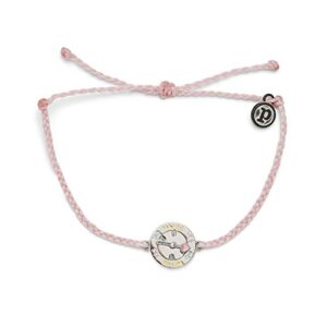 pura vida silver spinner bracelet - 100% waterproof, adjustable band - plated brand charm, baby pink