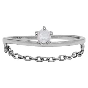 pura vida silver-plated moonstone chain stackable ring - brass base, stylish design - size 7