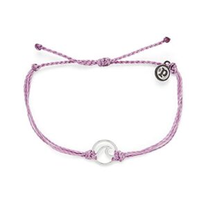 pura vida silver wave bracelet - 100% waterproof, adjustable band - plated brand charm, lavender
