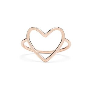 pura vida rose gold-plated statement big heart stackable ring - brass band, stylish design - size 7