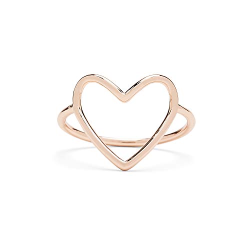 Pura Vida Rose Gold-Plated Statement Big Heart Stackable Ring - Brass Band, Stylish Design - Size 7