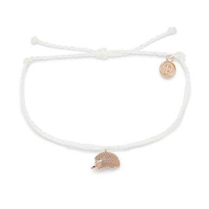 pura vida rose gold hedgehog bracelet - 100% waterproof, adjustable band - plated brand charm, white