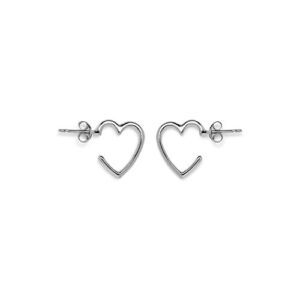 pura vida silver heart hoop stud earrings - sterling silver posts, stylish design - 1 pair