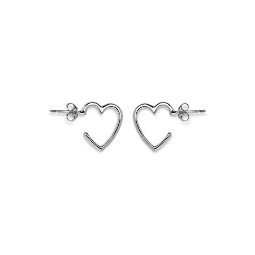 Pura Vida Silver Heart Hoop Stud Earrings - Sterling Silver Posts, Stylish Design - 1 Pair