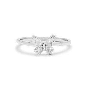 pura vida silver-plated butterfly in flight stackable ring - brass band, stylish design - size 7