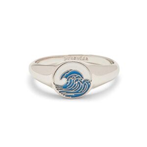 pura vida silver-plated make waves stackable signet ring - brass base, stylish design - size 6
