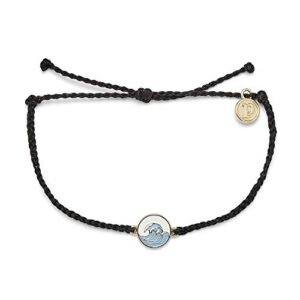 pura vida gold make waves bracelet - 100% waterproof, adjustable band - plated brand charm, black