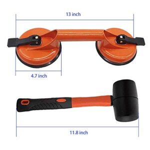 Glass Lifting Suction Cups and Rubber Mallet Hammer for loor Gap Fixer Tool for Laminate Floor Gap Repair