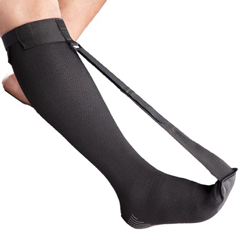 MARS WELLNESS Plantar Fasciitis Brace Stretch Night Sock With Tread - For Pain Relief from Plantar Fasciitis and Achilles Tendonitis - Foot Splint Support - Black - Regular