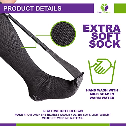 MARS WELLNESS Plantar Fasciitis Brace Stretch Night Sock With Tread - For Pain Relief from Plantar Fasciitis and Achilles Tendonitis - Foot Splint Support - Black - Regular