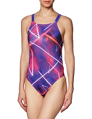 Speedo Women's Standard Swimsuit One Piece Endurance Fixed Back Double Strap, Late Night Neon, 34