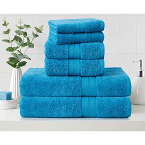 cannon 70% cotton 30% bamboo 2 bath, 2 hand, 2 washcloths towel set, 550 gsm, super absorbent, breathable, ultra soft (aquamarine)