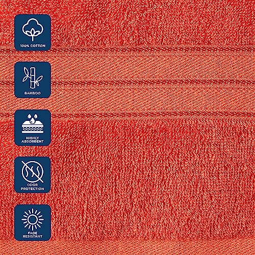 CANNON 70% Cotton 30% Bamboo 2 Bath, 2 Hand, 2 Washcloths Towel Set, 550 GSM, Super Absorbent, Breathable, Ultra Soft (Coral)