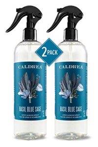 caldrea linen and room spray air freshener, made with essential oils, plant-derived and other thoughtfully chosen ingredients, basil blue sage, 16 fl oz (pack of 2)