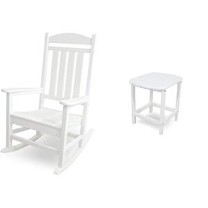 polywood r100wh presidential rocking chair, white & sbt18wh south beach 18" outdoor side table, white