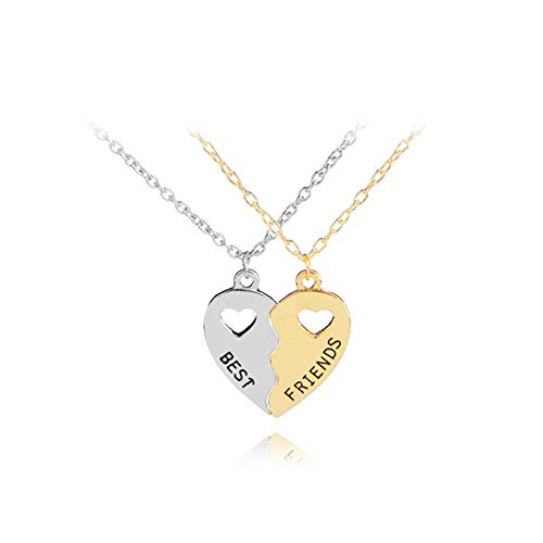 LIUCM Bff Friendship Necklace For 2 - Best Friend Necklaces Bff Gifts For 2 Matching Heart Best Friends Forever Pendant Necklaces