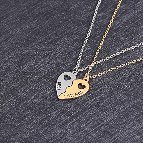 LIUCM Bff Friendship Necklace For 2 - Best Friend Necklaces Bff Gifts For 2 Matching Heart Best Friends Forever Pendant Necklaces