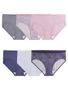 fruit of the loom women's eversoft hipster underwear, tag free & breathable, available in plus size, cotton-6 pack-colors may vary, 7