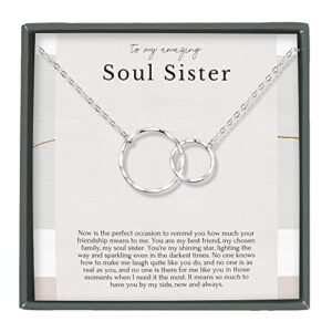 bonus sister necklace for women sentimental jewelry for friend on birthday christmas wedding celebration present soul sisters bestie bff best unique meaningful ideas long distance gift box gold/silver