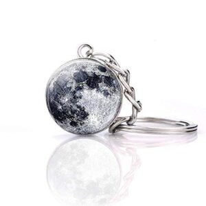 jwpavilion solar system planet keychain accessories pendant glow in the dark galaxy crystal glass ball key chain rings creative gifts for women men charms luminous globe llaveros keyring(moon)