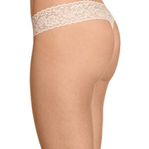 Jockey Women's Underwear Cotton Stretch Lace Thong, Dusty Sand, 2XL