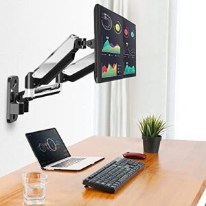 MOUNTUP Dual Monitor Wall Mount for 2 Max 32 Inch Computer Screen, Silver Polished Aluminium Full Motion Gas Spring Double Monitor Arm, VESA Bracket Support 3.3-17.6lbs, Swivel Monitor Stand Holder