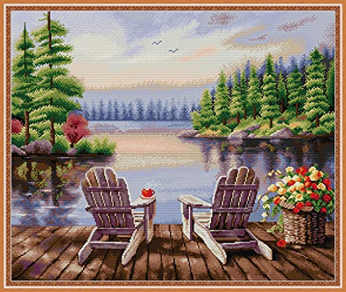 Maydear Cross Stitch Kits Stamped Full Range of Embroidery Starter Kits for Beginners DIY 11CT 3 Strands - Rest 29.13×24.80 inch