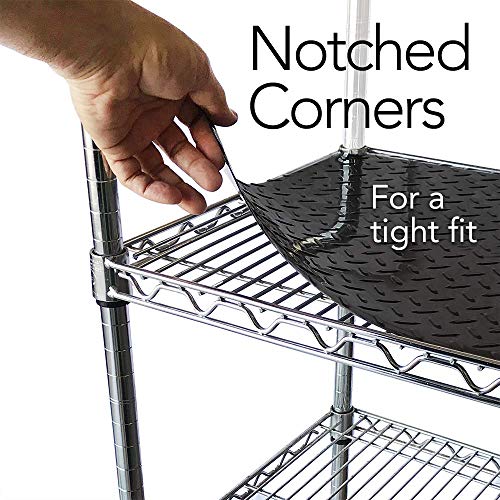 Resilia Shelf Liner Set for Wire Shelving Units – 5 Pack, 14 Inches x 30 Inches, Black Diamond Pattern, Anti-Slip, Heavy Duty, Made in The USA, for Kitchen, Bathroom, Garage Storage