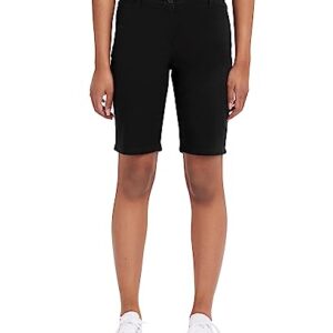 IZOD Juniors Uniform Skinny Bermuda Stretch Twill Short, Black, 9