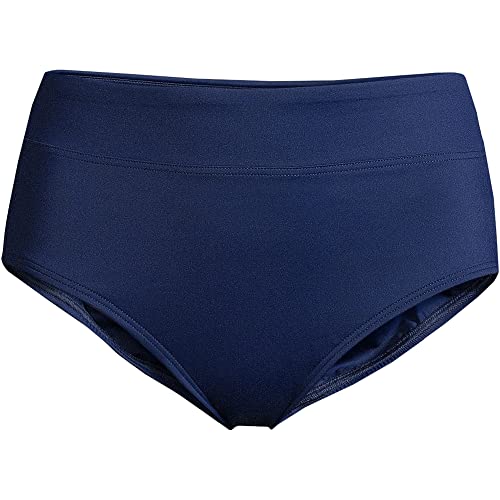 Lands' End Womens Chlorine Resistant High Waisted Bikini Bottoms Deep Sea Navy Regular 8