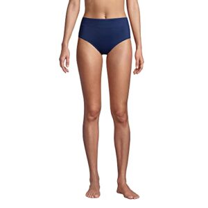 Lands' End Womens Chlorine Resistant High Waisted Bikini Bottoms Deep Sea Navy Regular 8