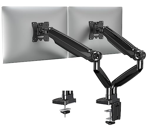 MOUNTUP Ultrawide Dual Monitor Arm for Max 35 Inch Screen, Support 4.4-30.9 lbs Heavy Duty Monitor Desk Mount, Gas Spring Computer Monitor Stand Holder, VESA Bracket with Clamp/Grommet Base, Black