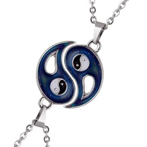 FM FM42 Temperature Sensing Color Changing Yin and Yang Tai Ji Best Friend Small Pendant Necklace Set, Pack of 2