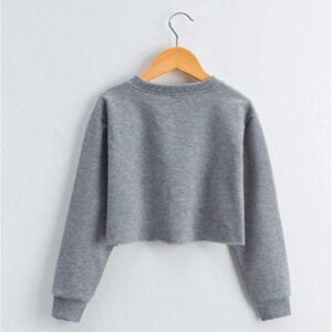 XLXUXU Girls Crop Tops Sweatshirts Kids Cute Long Sleeve Printings Fashion Pullover Shirt Best Friends Grey