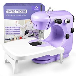 sewing machine, portable sewing machine for beginners with light and extension table, easy to use & safe for kids, best gifts suitable for diy home travel, space saver