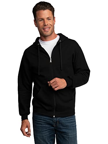 Fruit of the Loom Men's Eversoft Fleece Sweatshirts & Hoodies, Full Zip-Black, XX-Large