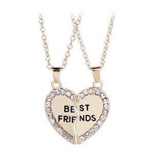 zyho airlove bff friendship necklace for 2 - best friend necklaces bff gifts for 2 matching heart best friends forever pendant necklaces set