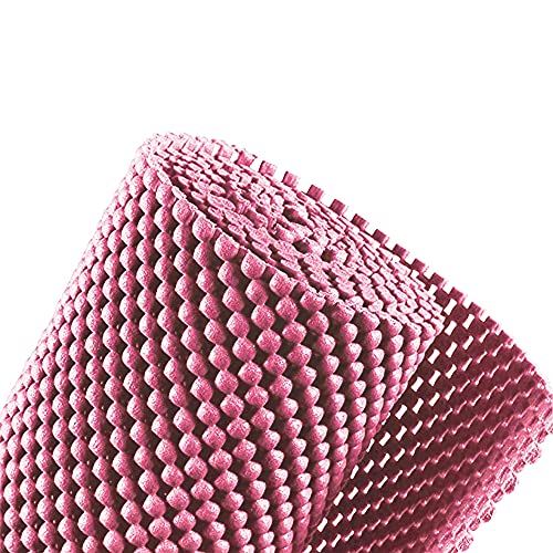 Shelf Liner Drawer Liner Non-Slip Mat Shelves Liners 12" X6.5’ Grid Pattern PVC Non-Adhesive Grip Liner Anti-Slip Mat for Kitchen Cabinets Wire Shelving Pantry Dresser Refrigerator (Pink)