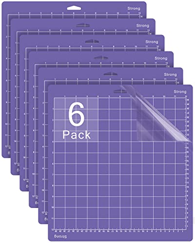 Gwybkq Cutting Mat for Cricut Explore Air 2/Maker 6 Pack Strong 12x12 Purple Adhesive Sticky Non-Slip Cut Mats for Silhouette Cameo 4/3/2/1 Replacement Accessories for Crafts